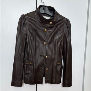 Milly of New York Brown and Gold Leather Jacket